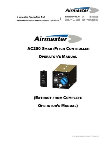 AC200 Operator's Manual for upgrade , V1 - Airmaster Propellers