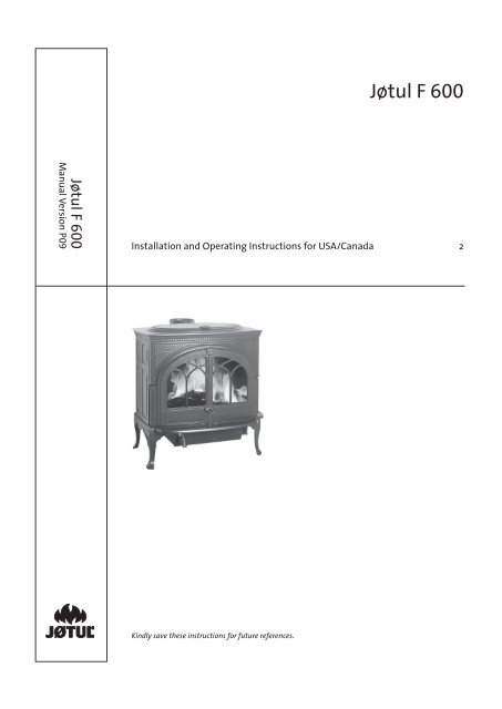 JÃ¸tul F 600 Firelight CB Manual - JÃ¸tul stoves and fireplaces
