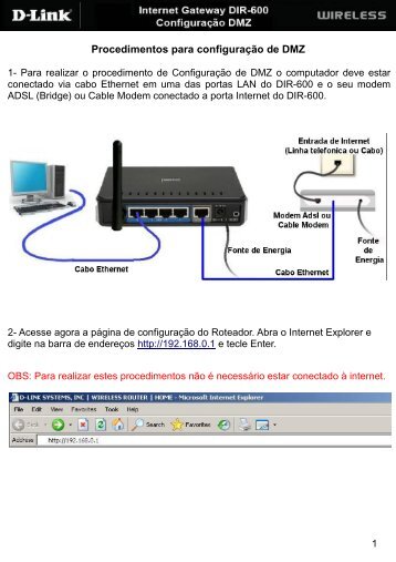 Procedimentos para configuraÃ§Ã£o de DMZ - D-Link