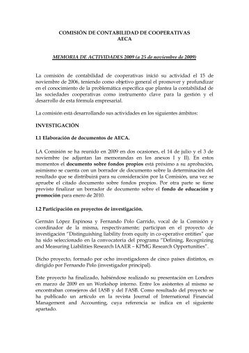 informe sobre las actividades de la comisiÃ³n de contabilidad de ...