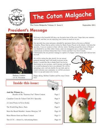 The Coton Malgache - Canadian Coton De Tulear Club