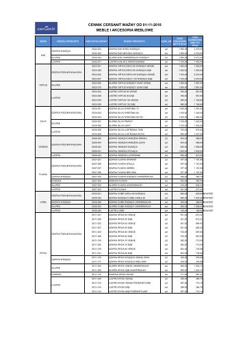 cennik cersanit ważny od 01-11-2010 meble i akcesoria meblowe