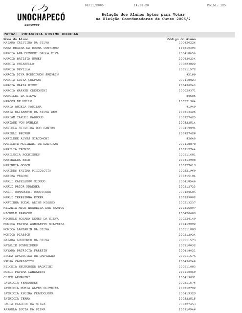 RelaÃ§Ã£o dos Alunos Aptos para Votar na EleiÃ§Ã£o Coordenadores de ...