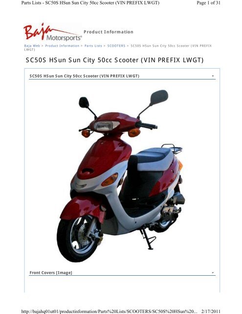 SC50S HSun Sun City 50cc Scooter VIN PREFIX LWGT