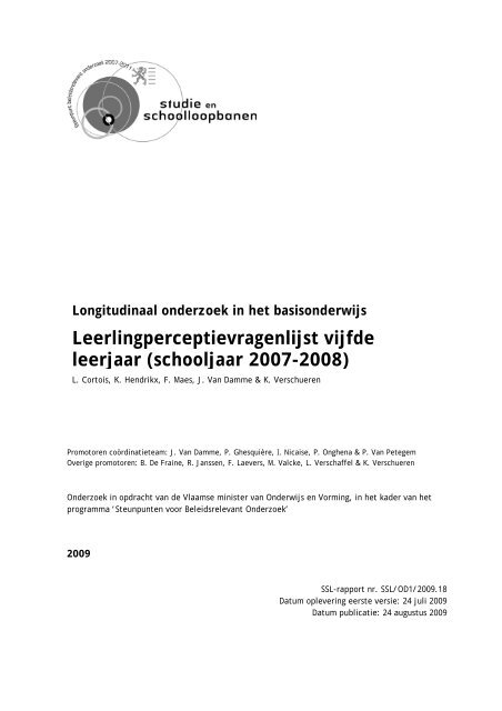 Leerlingperceptievragenlijst vijfde leerjaar (schooljaar 2007-2008)