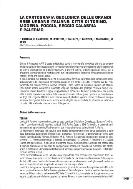 la cartografia geologica delle grandi aree urbane italiane: cittÃ  di ...
