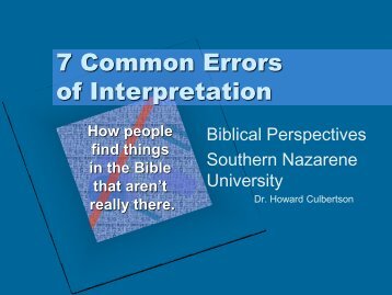Common Errors of Biblical interpretation - Southern Nazarene ...