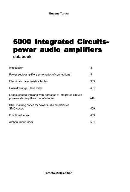 Power audio amplifiers- integrated circuits - Turuta Electronics World