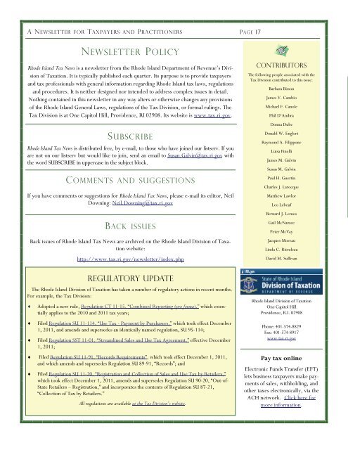 rhode island tax news - Rhode Island Division of Taxation - RI.gov