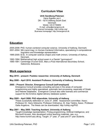 Curriculum Vitae - Emergence Consult