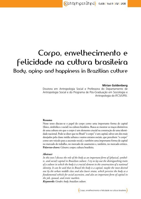 Corpo, envelhecimento e felicidade na cultura brasileira