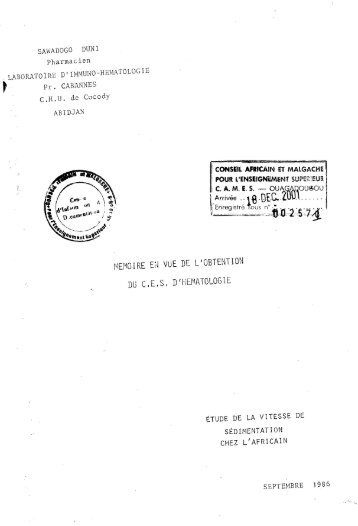 DU C,E.S. D'HEMATOLOGIE