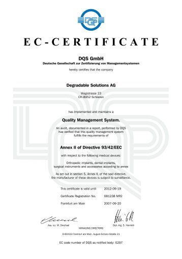 EC-CERTIFICATE - Degradable Solutions AG