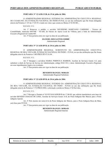 Portarias dos Administradores Regionais - Funai