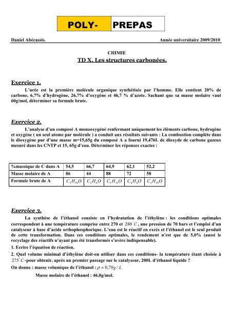 TD 10 chimie en ligne - Poly-Prepas