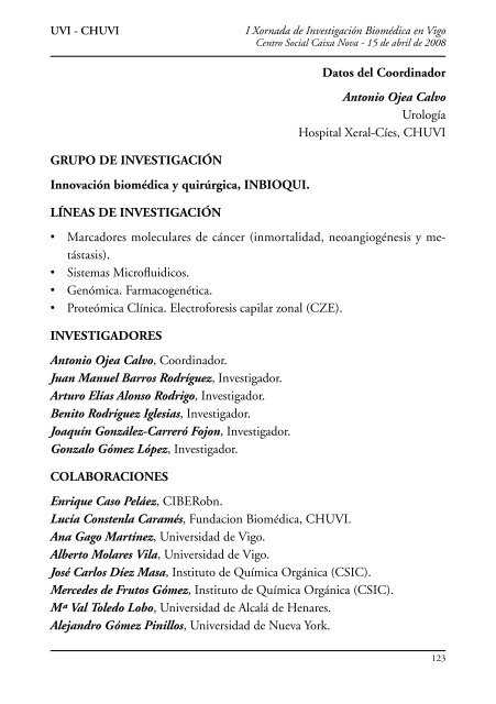 Libro de la jornada - Complexo Hospitalario Universitario de Vigo