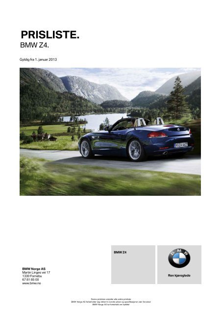 Last ned. Gyldig prisliste for BMW Z4 Roadster.