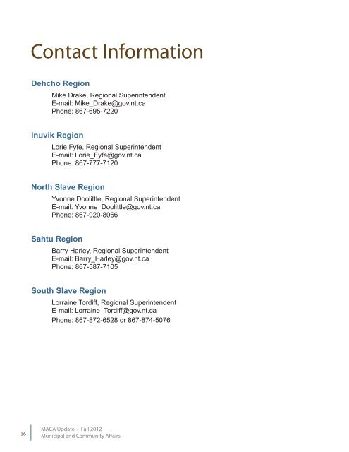 MACA Update 2012 - Department of Municipal and Community ...