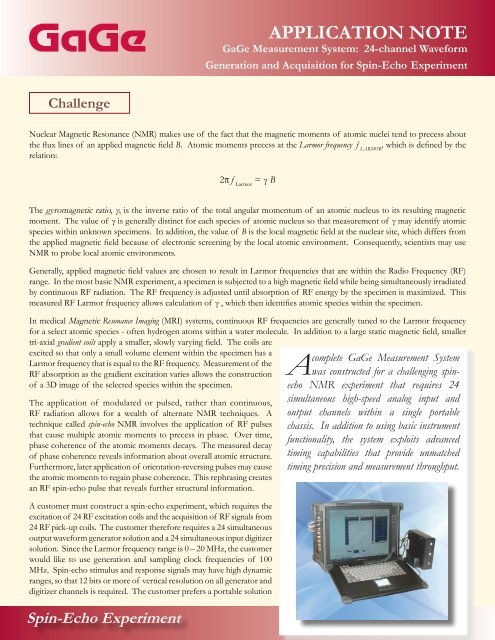 APPLICATION NOTE - Gage Applied Technologies, Inc.