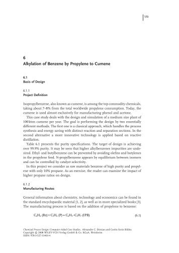 Alkylation of Benzene by Propylene to Cumene 6