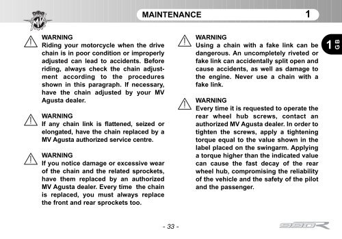 Brutale_990 (2011) Manual Mantenimiento ... - MV Agusta