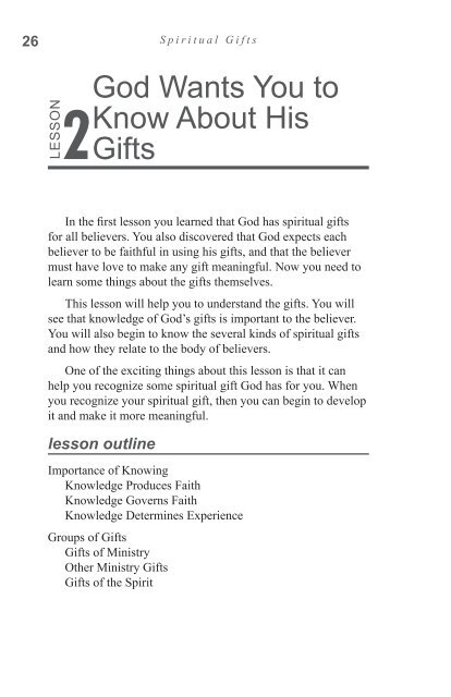 Lesson 2: God wants You to Know About His Gifts - GlobalReach.org