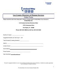 Lee County Directory of Human Services Order Form - United Way