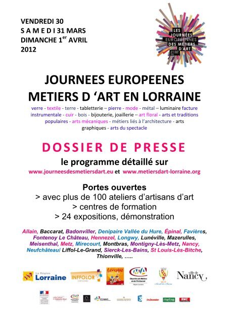 journees europeenes metiers d 'art en lorraine dossier de presse