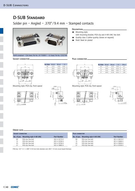 Download Conec D-Sub Standard Connectors PDF - Northern ...