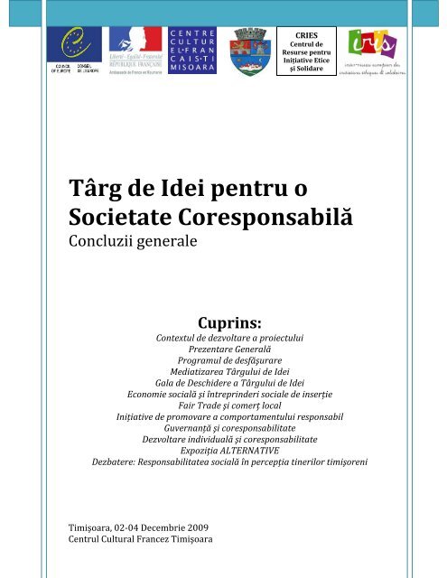 TÃ¢rg de Idei pentru o Societate CoresponsabilÄƒ - Timisoara-Teritoriu ...