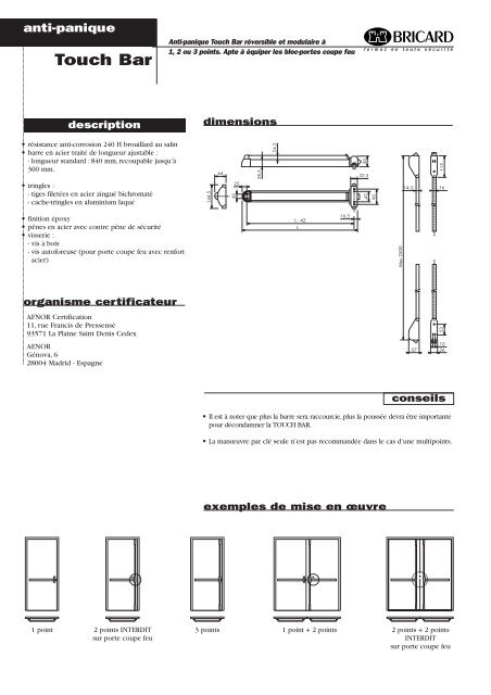 5/a01Â¥serie Touch Bar - Bricard