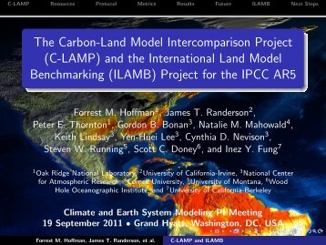 (C-LAMP) and the International Land Model Benchmarking (ILAMB)