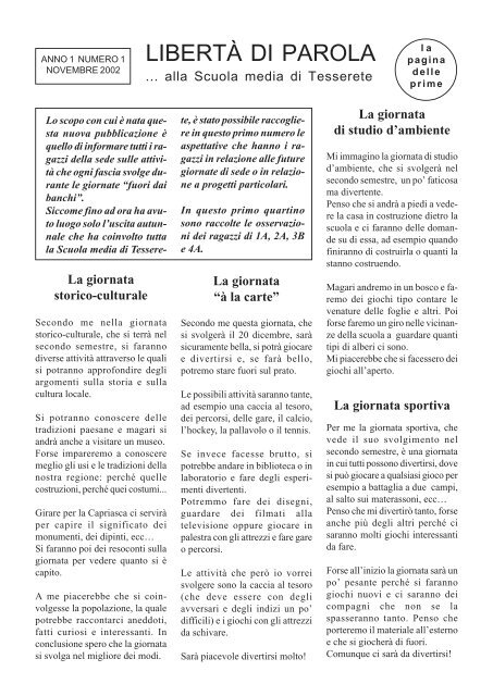 numero 1 - Scuola Media di Tesserete