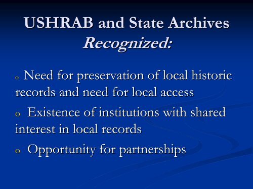 The Role of the Regional Repository - Utah State Archives