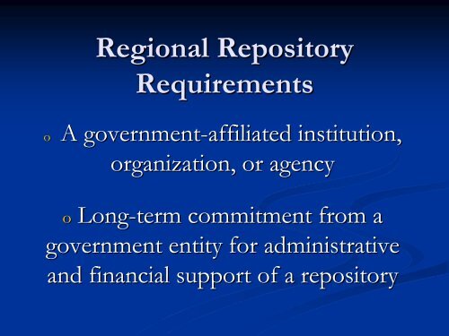 The Role of the Regional Repository - Utah State Archives