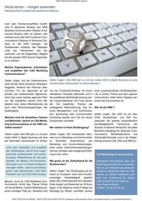 eMagazin BEST PRACTICE IN FINANCE