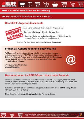 Besonderheiten im REIFF-Shop - REIFF Technische Produkte