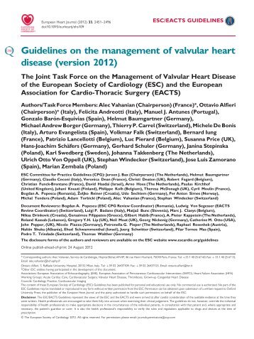 ESC/EACTS Guidelines on Valvular Heart Disease