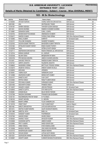 103 - M.Sc Biotechnology - Bbau.ac.in