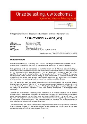 1 FUNCTIONEEL ANALIST (M/V) - FIN - Vlaanderen.be