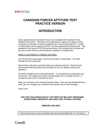 Canadian Forces Aptitude Test - Practice Version