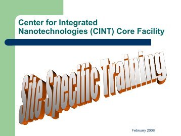 (CINT) Core Facility - Center for Integrated Nanotechnologies