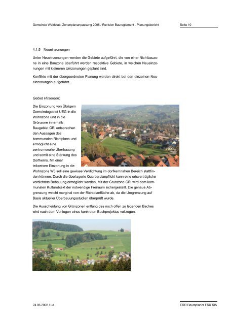 Planungsbericht - Gemeinde Waldstatt