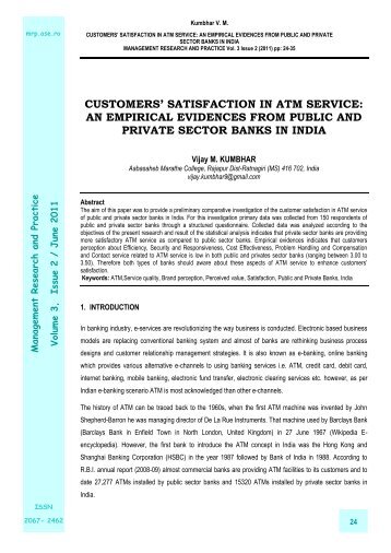 customers' satisfaction in atm service - Management Research and ...