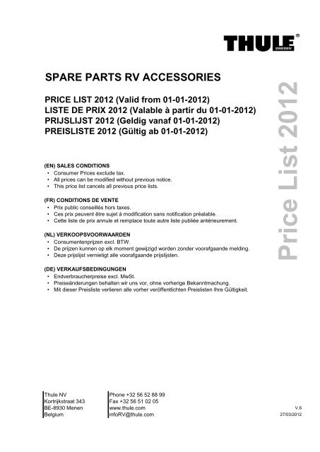 Renaissance duif geweld Price List 2012 - Reimo