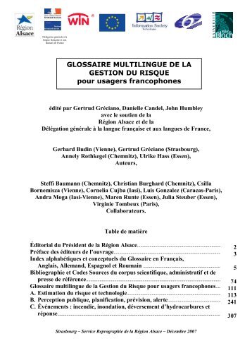 GLOSSAIRE MULTILINGUE DE LA GESTION DU RISQUE pour ...