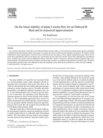 On the linear stability of plane Couette flow for an Oldroyd-B fluid ...