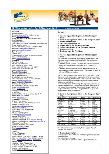 April/May/June - European Powerlifting Federation