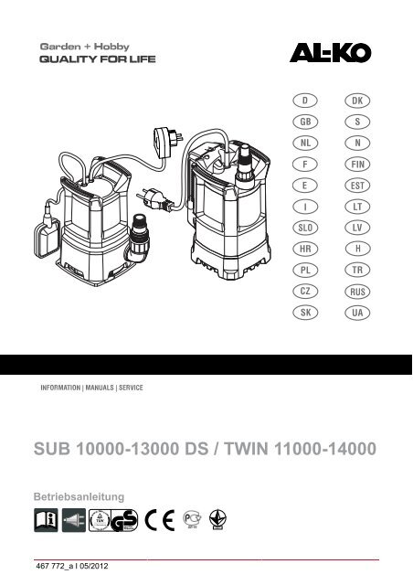 SUB 10000-13000 DS / TWIN 11000-14000 - AL-KO Garten + Hobby