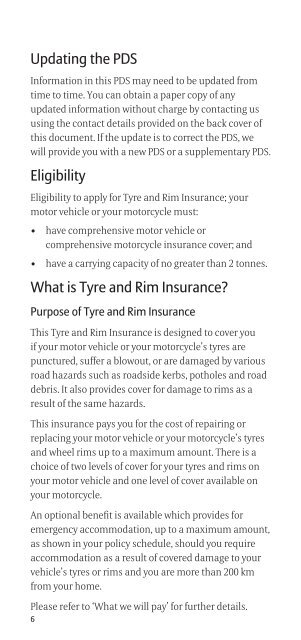 BMW Tyre & Rim Insurance 1 Year PDS